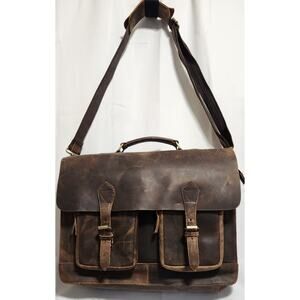 Unbranded Briefcase Shoulder, Messenger Bag Pull Up Waxed Leather Quality Made